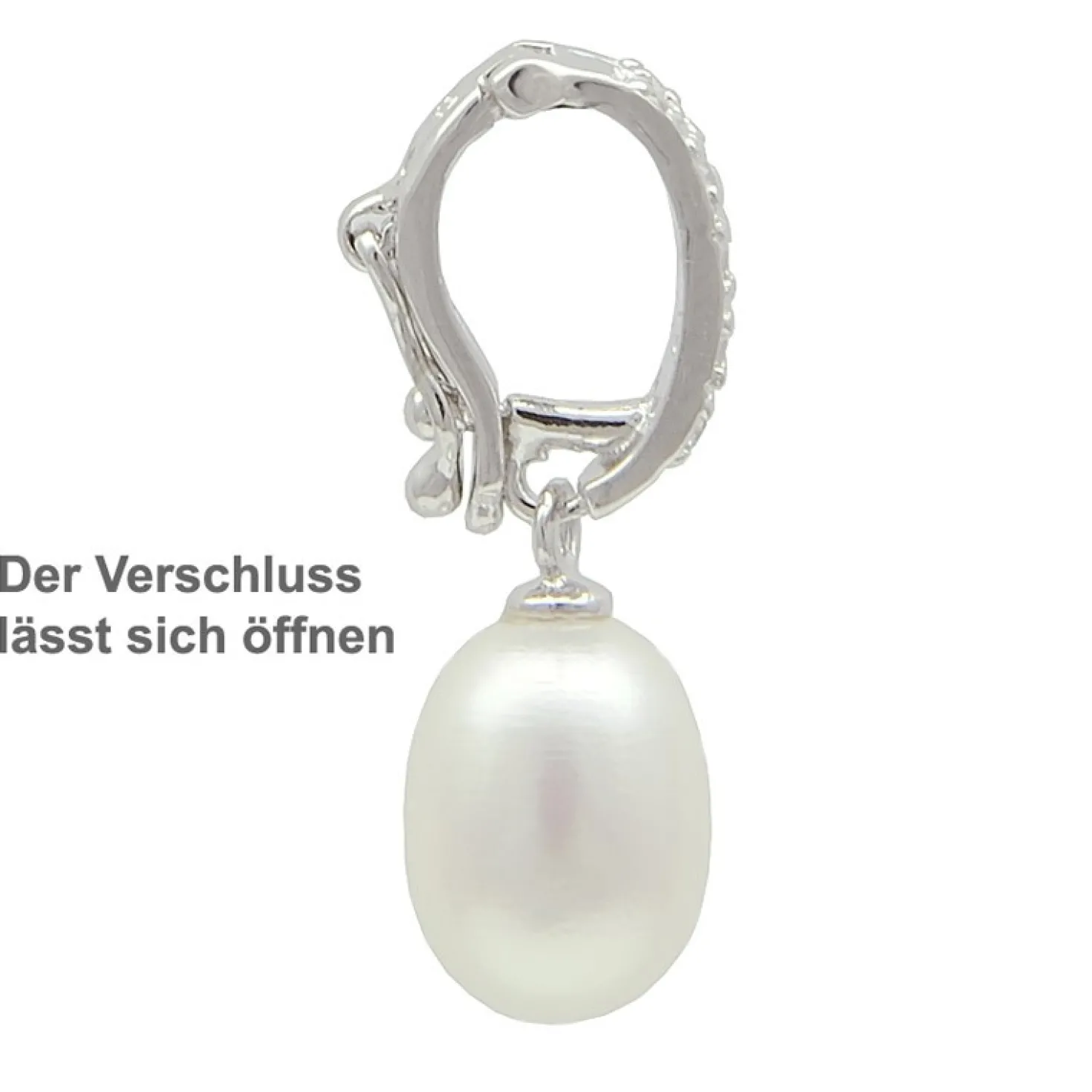 Anhänger Einhänger Süßwasser Perle 11mm & 10 Zirkonia weiß 925 Silber Damen