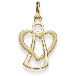 Anhänger Engel Engelchen & Herz 585 Gold Gelbgold 21x12mm Halsschmuck
