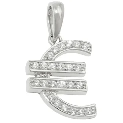 Anhänger Euro Zeichen mit Zirkonia weiß, 925 Silber, 15x13mm, Damen
