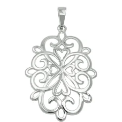 Anhänger filigrane Blume 27x19mm Ornament 925 Silber rhodiniert glänzend