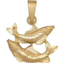 Anhänger Fische Horoskop Sternzeichen 925 Silber vergoldet mattiert Halsschmuck