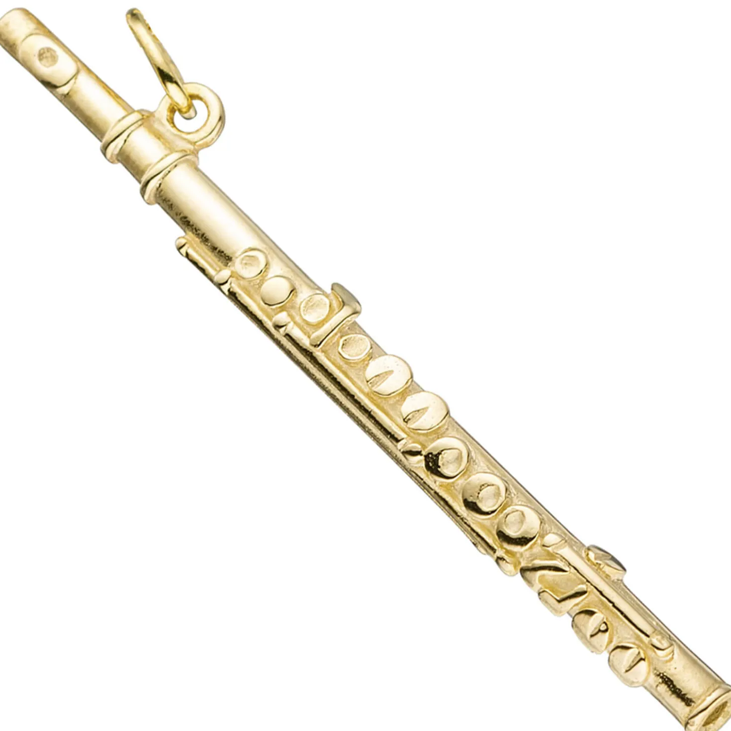 Anhänger Flöte Querflöte aus 925 Silber vergoldet 45,5x6mm Halsschmuck