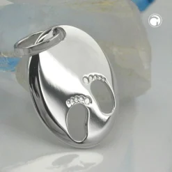 Anhänger für Gravuren, Geburt Fußabdrücke, 925 Silber, 21x17mm, Damen