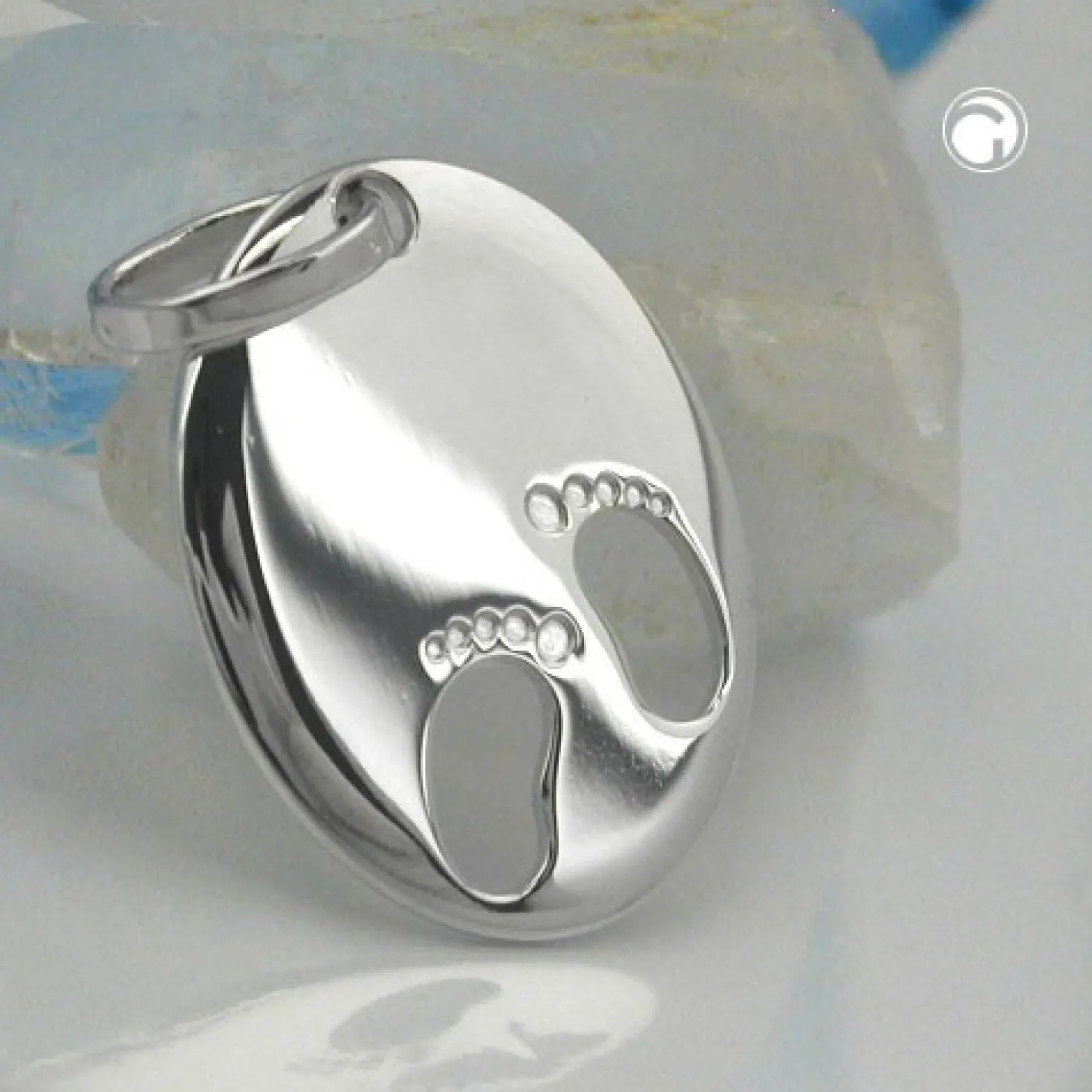 Anhänger für Gravuren, Geburt Fußabdrücke, 925 Silber, 21x17mm, Damen
