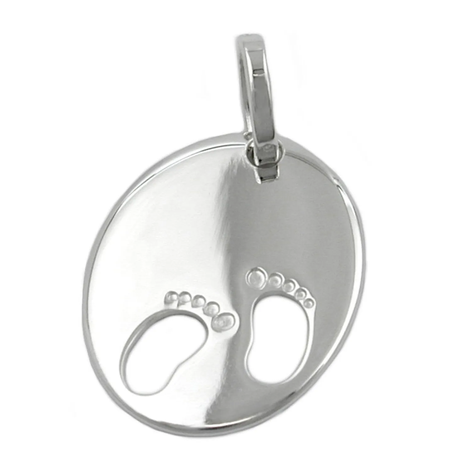 Anhänger für Gravuren, Geburt Fußabdrücke, 925 Silber, 21x17mm, Damen