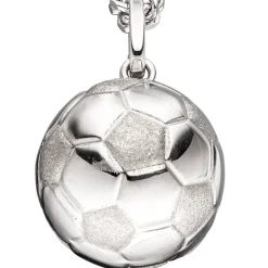 Anhänger Fußball aus 925 Silber glänzend teilmattiert Halsschmuck für Kinder