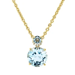 Anhänger 750 Gelbgold 2 Topase 4,6ct skyblue 5 Brillanten 0,03ct TW-SI 15,3x10mm