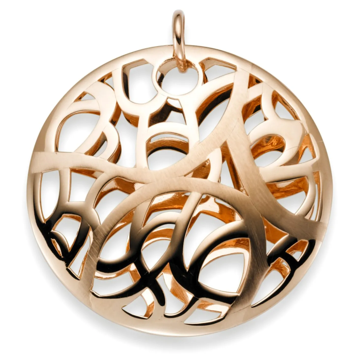 Anhänger gewölbt mit Ornament 585 Gold Rotgold 38x40mm, teilmattiert