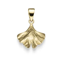 Anhänger Ginko Ginkoblatt 12x17mm Halsschmuck aus 585 Gold Gelbgold
