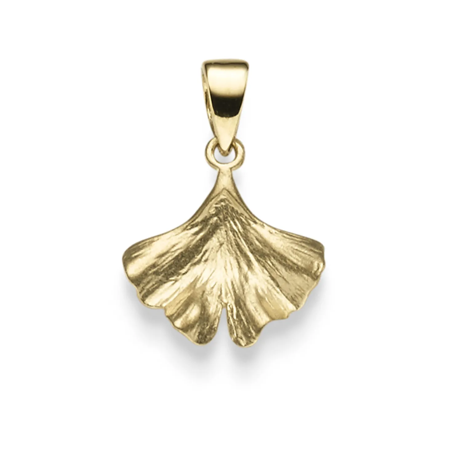 Anhänger Ginko Ginkoblatt 12x17mm Halsschmuck aus 585 Gold Gelbgold