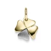 Anhänger Glückszeichen Kleeblatt 585 Gelbgold & Weißgold matt-glänzend