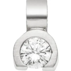 Anhänger Halbkreis aus 950 Platin mattiert mit Diamant Brillant 0,19ct. W-SI