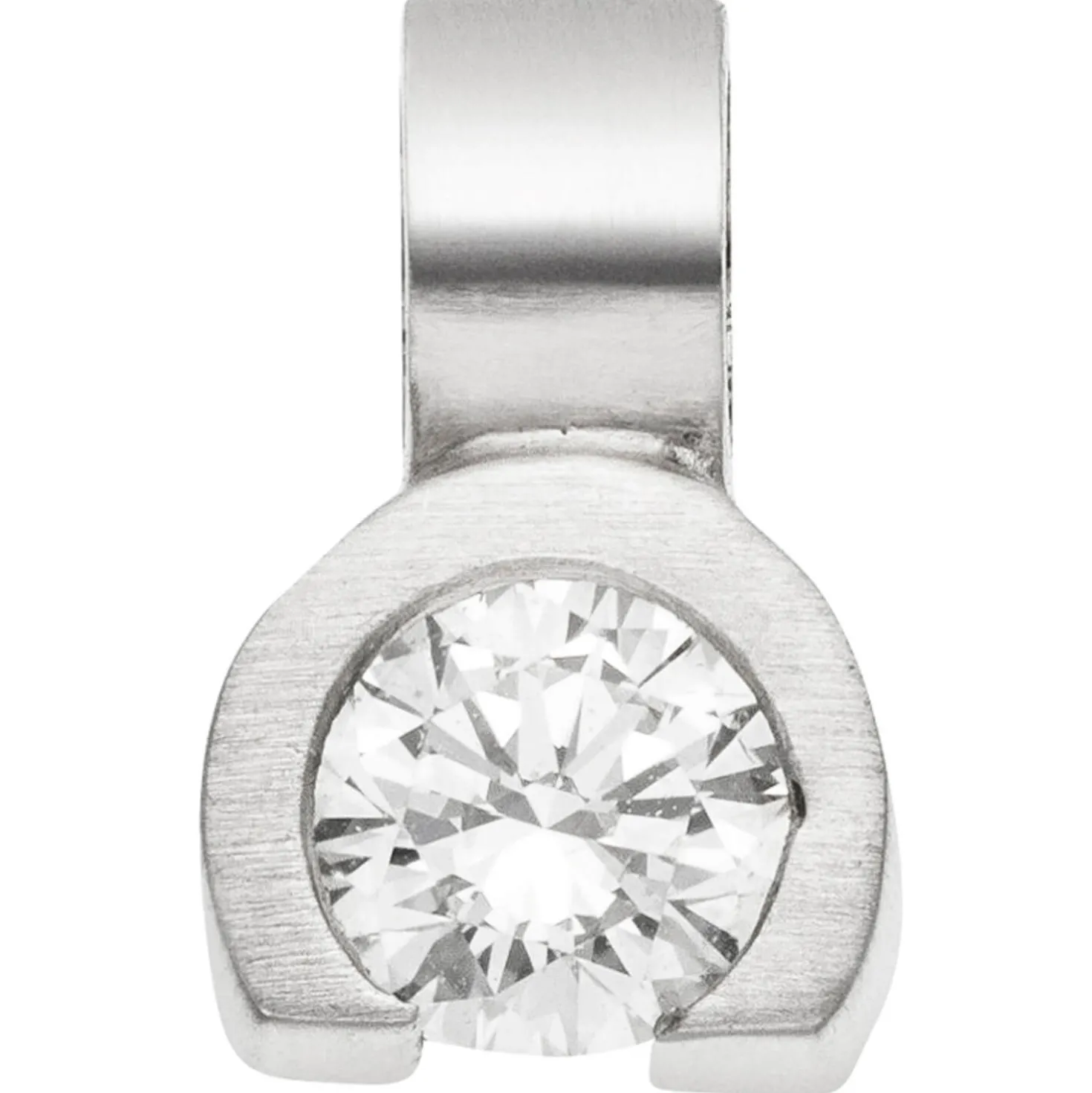 Anhänger Halbkreis aus 950 Platin mattiert mit Diamant Brillant 0,19ct. W-SI
