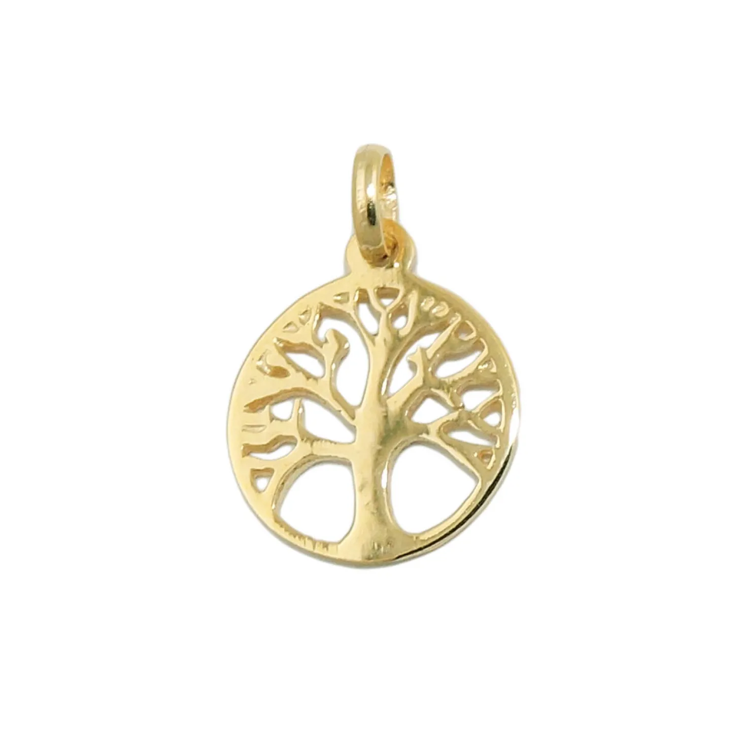 Anhänger Halsschmuck 12mm Baum des Lebens Lebensbaum, rund, 375 Gold Gelbgold