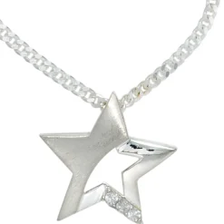 Anhänger Halsschmuck Stern mit Zirkonia 925 Silber modern Damen