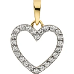 Anhänger Herz aus 333 Gold Gelbgold bicolor 24 Zirkonia Herzanhänger 10,8x10,5mm