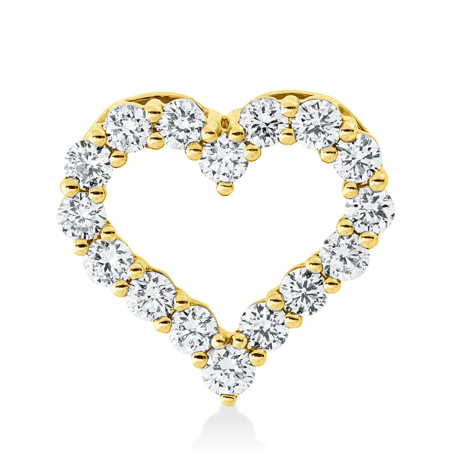 Anhänger Herz aus 585 Gold Gelbgold 16 Brillanten 0,65ct I-SI 13,3x14,4mm