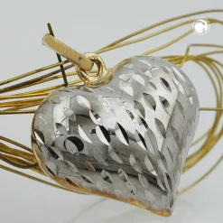 Anhänger Herz aus 375 Gold Gelbgold rhodiniert bicolor 14x16mm