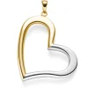 Anhänger Herz aus 585 Gold Gelbgold/Weißgold bicolor 30x40mm glatt
