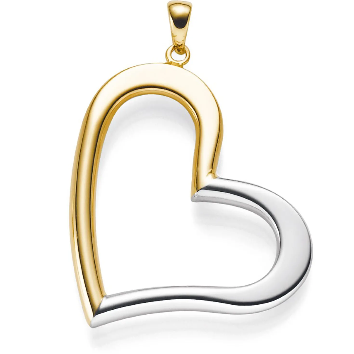Anhänger Herz aus 585 Gold Gelbgold/Weißgold bicolor 30x40mm glatt