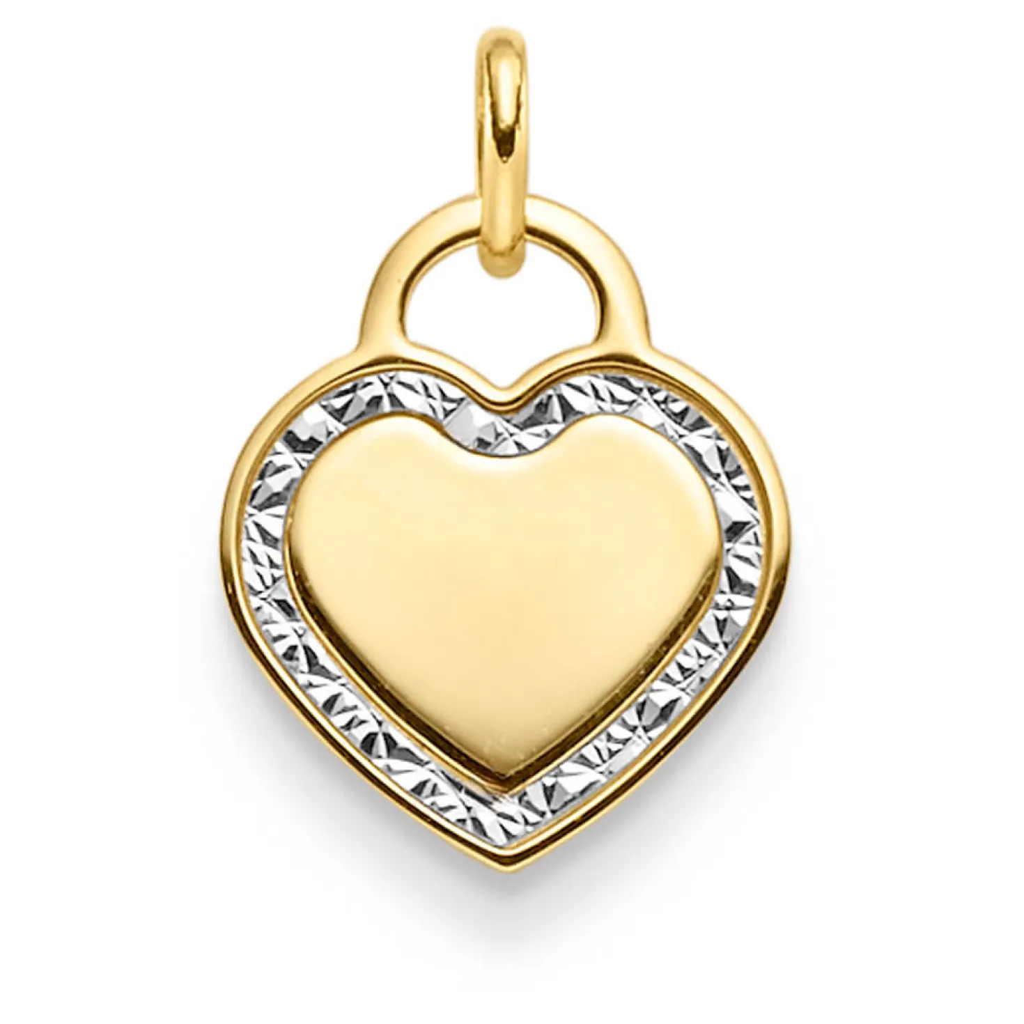 Anhänger Herz aus 585 Gold Gelbgold Weißgold 13,3x20mm flach glänzend