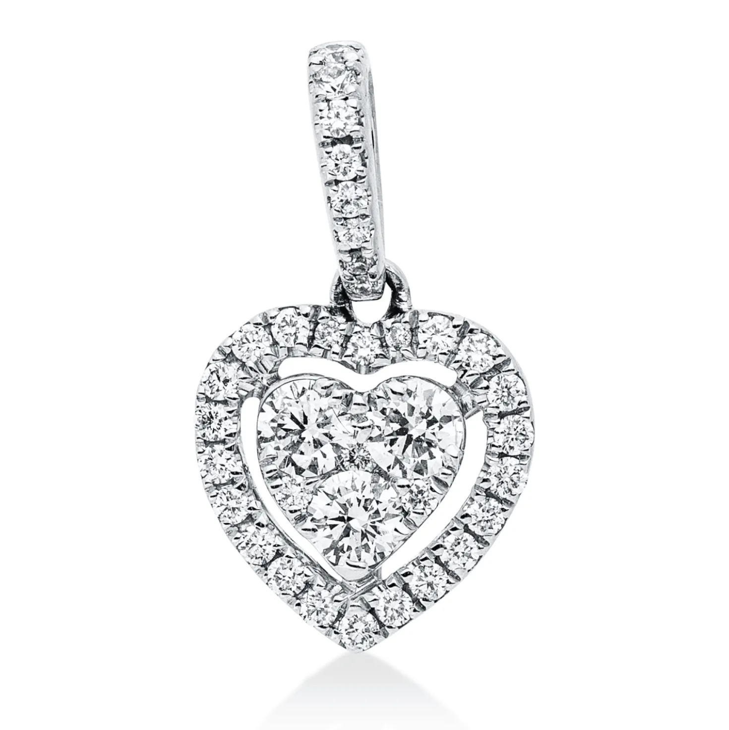 Anhänger Herz aus 750 Weißgold 36 Diamanten 0,33ct TW-SI 14,3x8,7mm mit Öse