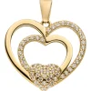 Anhänger 3 Herzen aus 333 Gold Gelbgold mit 54 Zirkonia 17,4x19,6mm glänzend