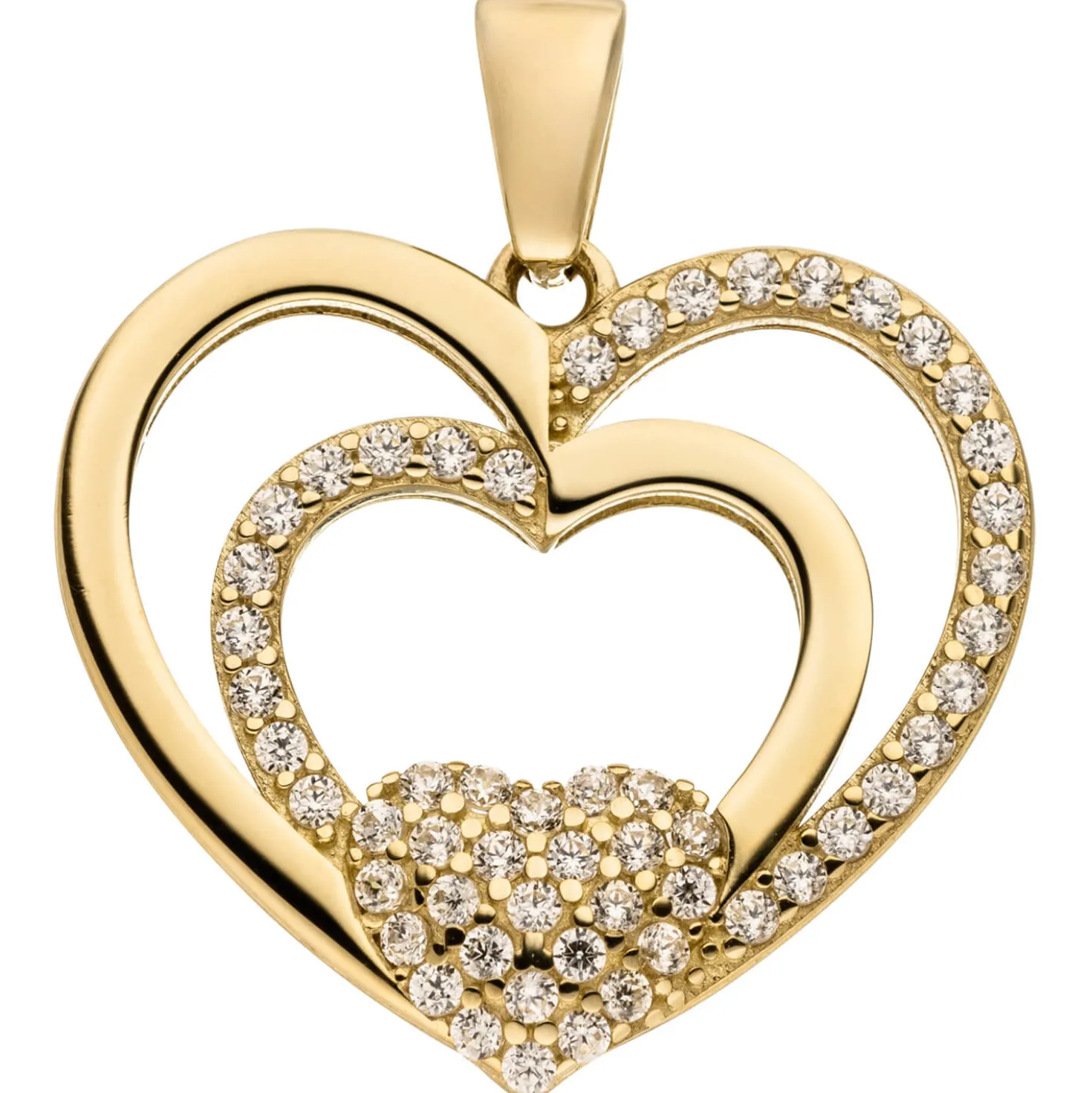 Anhänger 3 Herzen aus 333 Gold Gelbgold mit 54 Zirkonia 17,4x19,6mm glänzend