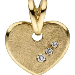 Anhänger Herz 585 Gelbgold mit 3 Brillanten 0.03Ct 10x11,4mm Herzanhänger