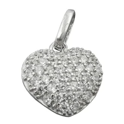 Anhänger Herz mit vielen Zirkonia weiß 925 Silber 12x13mm rhodiniert