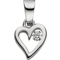 Anhänger Herz mit Zirkonia weiß 925 Silber rhodiniert 10x7,6mm Halsschmuck