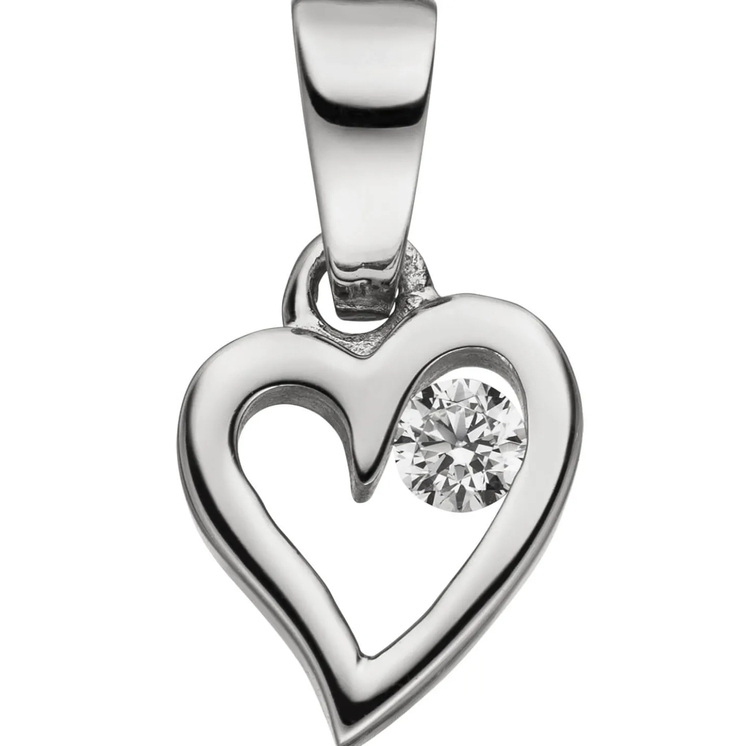 Anhänger Herz mit Zirkonia weiß 925 Silber rhodiniert 10x7,6mm Halsschmuck