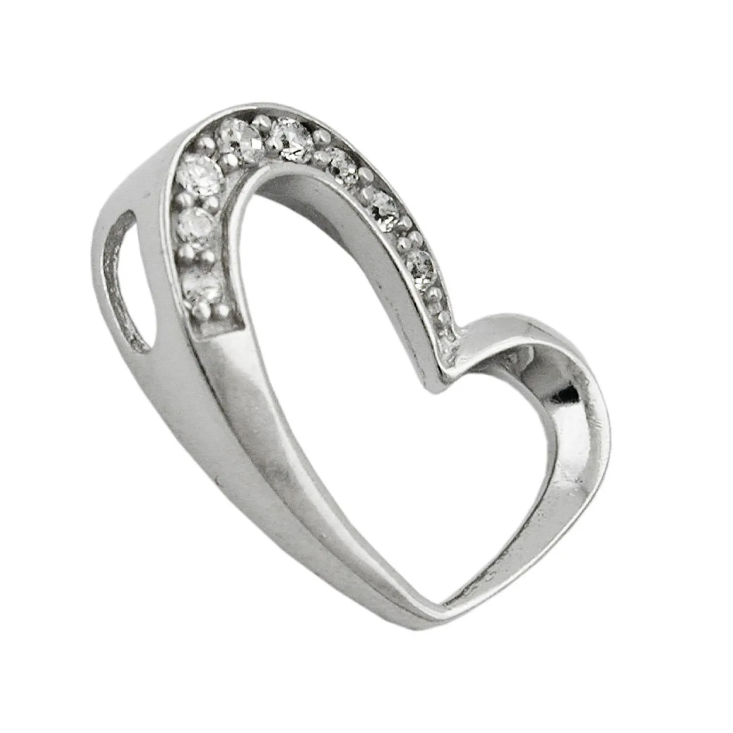 Anhänger Herz mit Zirkonia weiß, 925 Silber, Silberherz 15x16mm, Damen