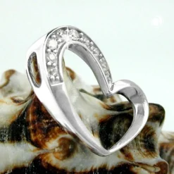 Anhänger Herz mit Zirkonia weiß, 925 Silber, Silberherz 15x16mm, Damen