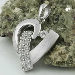 Anhänger Herz mit Zirkonia weiß 19x17cm matt-glänzend 925 Silber