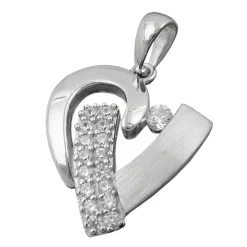 Anhänger Herz mit Zirkonia weiß 19x17cm matt-glänzend 925 Silber