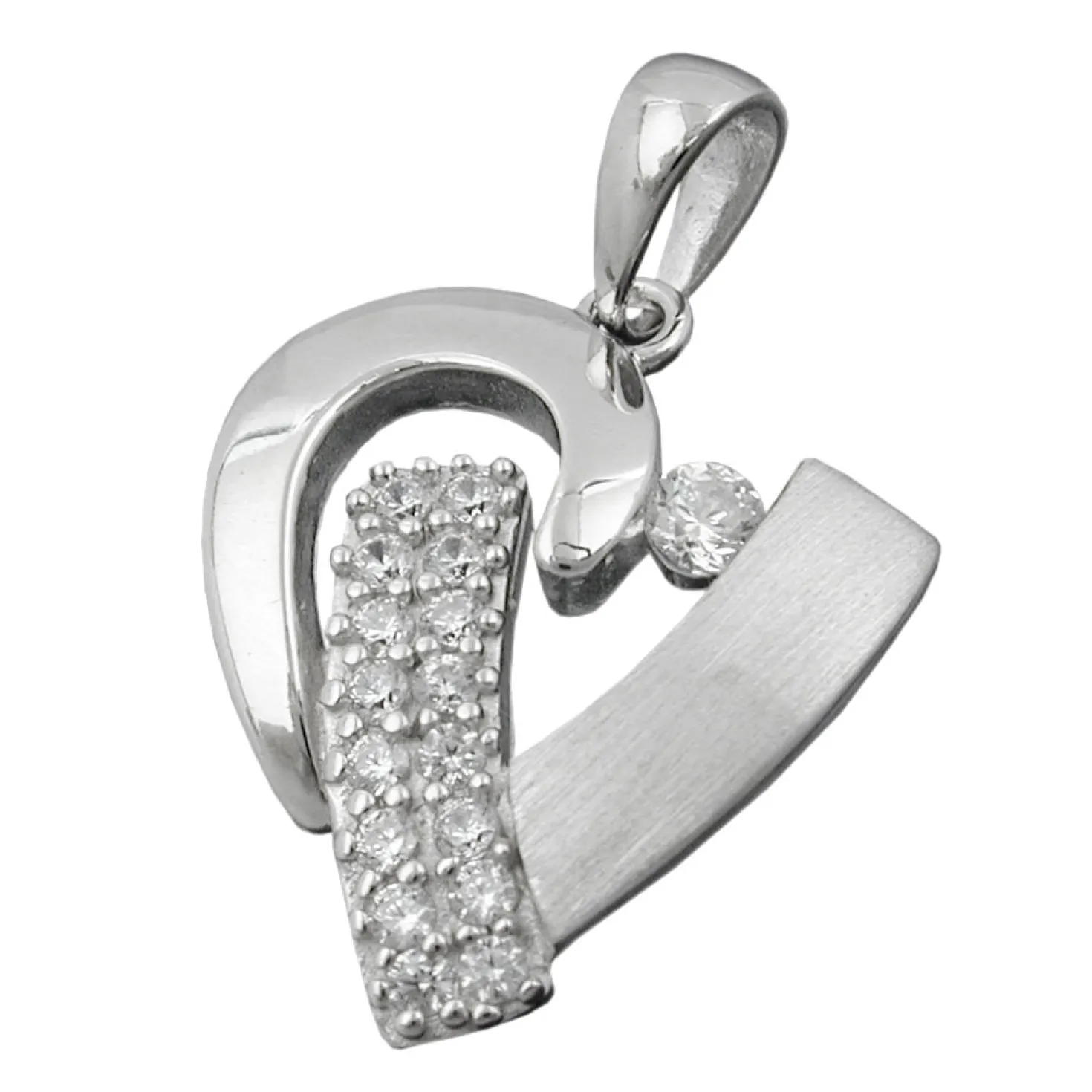 Anhänger Herz mit Zirkonia weiß 19x17cm matt-glänzend 925 Silber