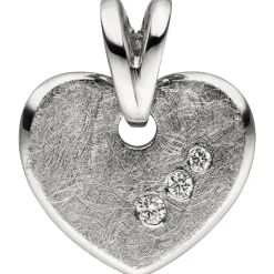 Anhänger Herz 585 Weißgold mit 3 Brillanten 0.03Ct 10x11,4mm Herzanhänger