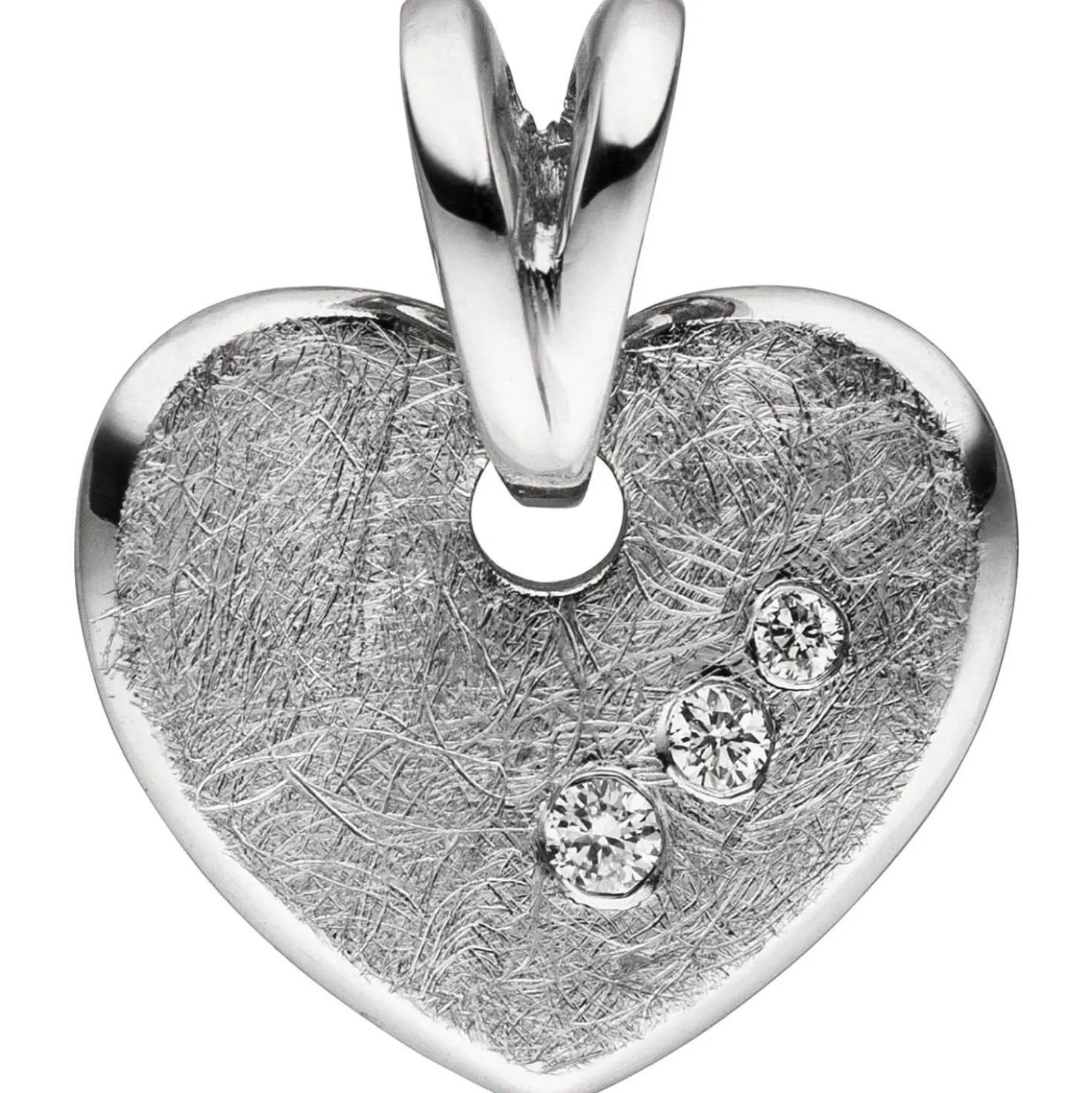 Anhänger Herz 585 Weißgold mit 3 Brillanten 0.03Ct 10x11,4mm Herzanhänger
