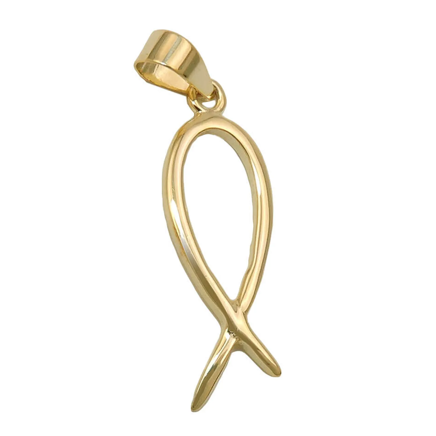 Anhänger Ichtys-Zeichen Jesus-Fisch 20x7mm glänzend 9Kt 375 Gold Gelbgold