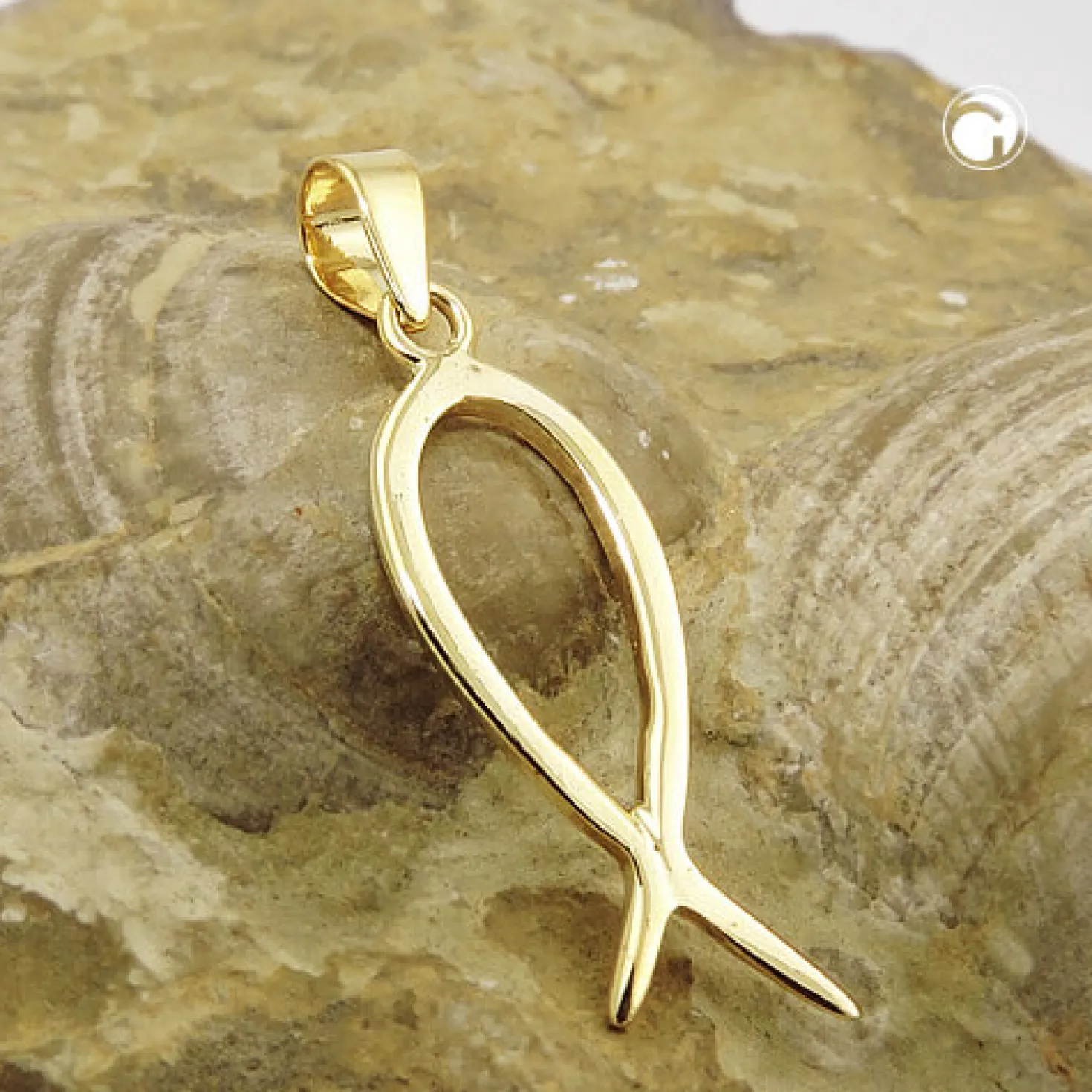 Anhänger Ichtys-Zeichen Jesus-Fisch 20x7mm glänzend 9Kt 375 Gold Gelbgold