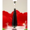 Anhänger in Tropfenform aus echtem Onyx & 925 Silber, schwarz