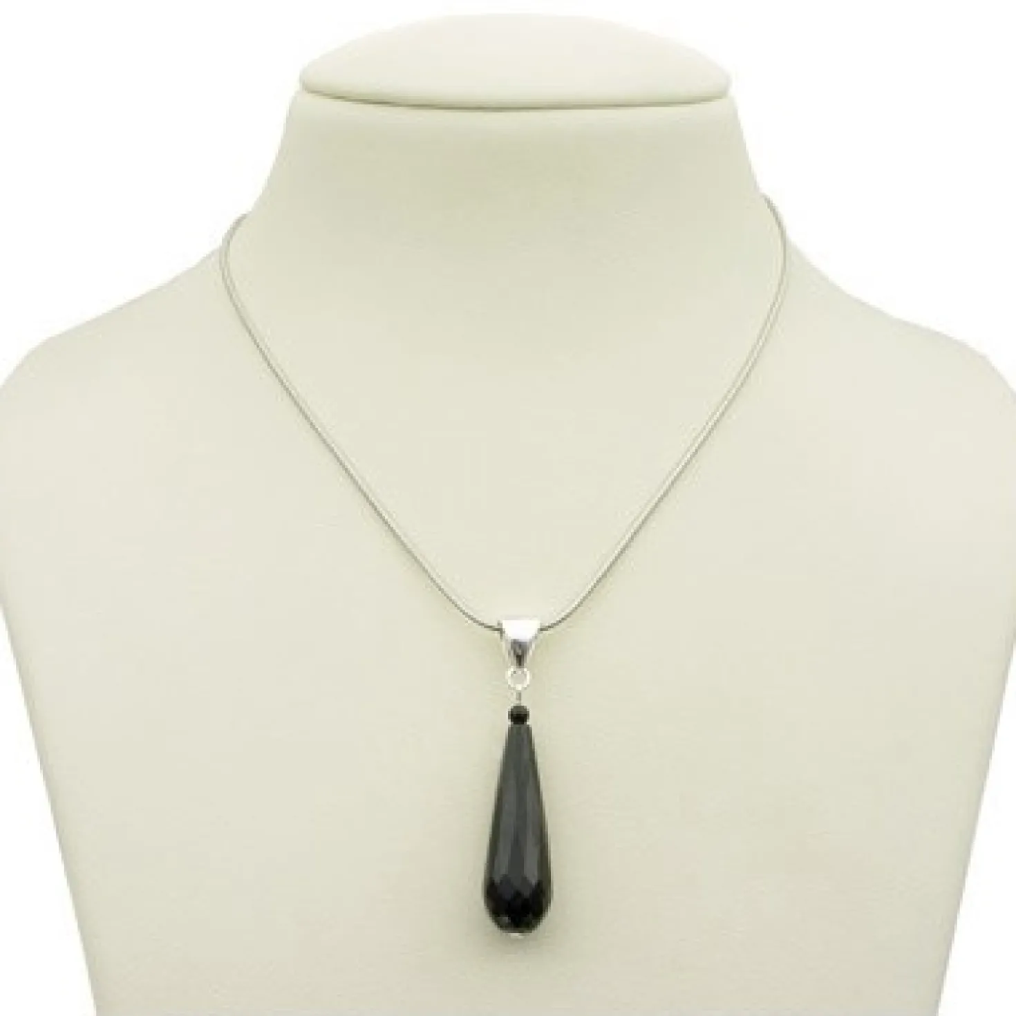 Anhänger in Tropfenform aus echtem Onyx & 925 Silber, schwarz