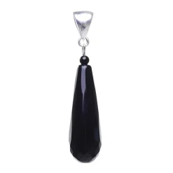 Anhänger in Tropfenform aus echtem Onyx & 925 Silber, schwarz