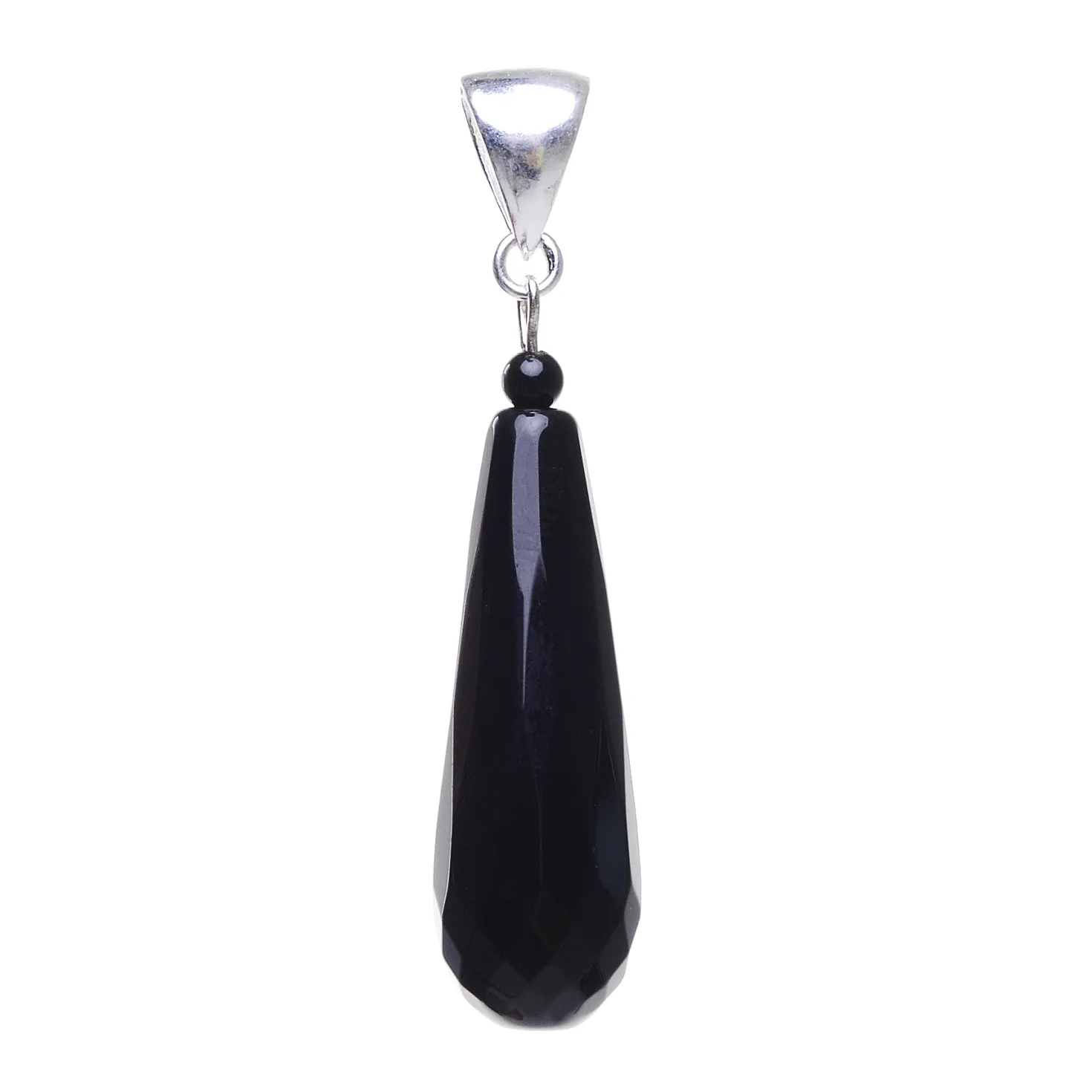 Anhänger in Tropfenform aus echtem Onyx & 925 Silber, schwarz