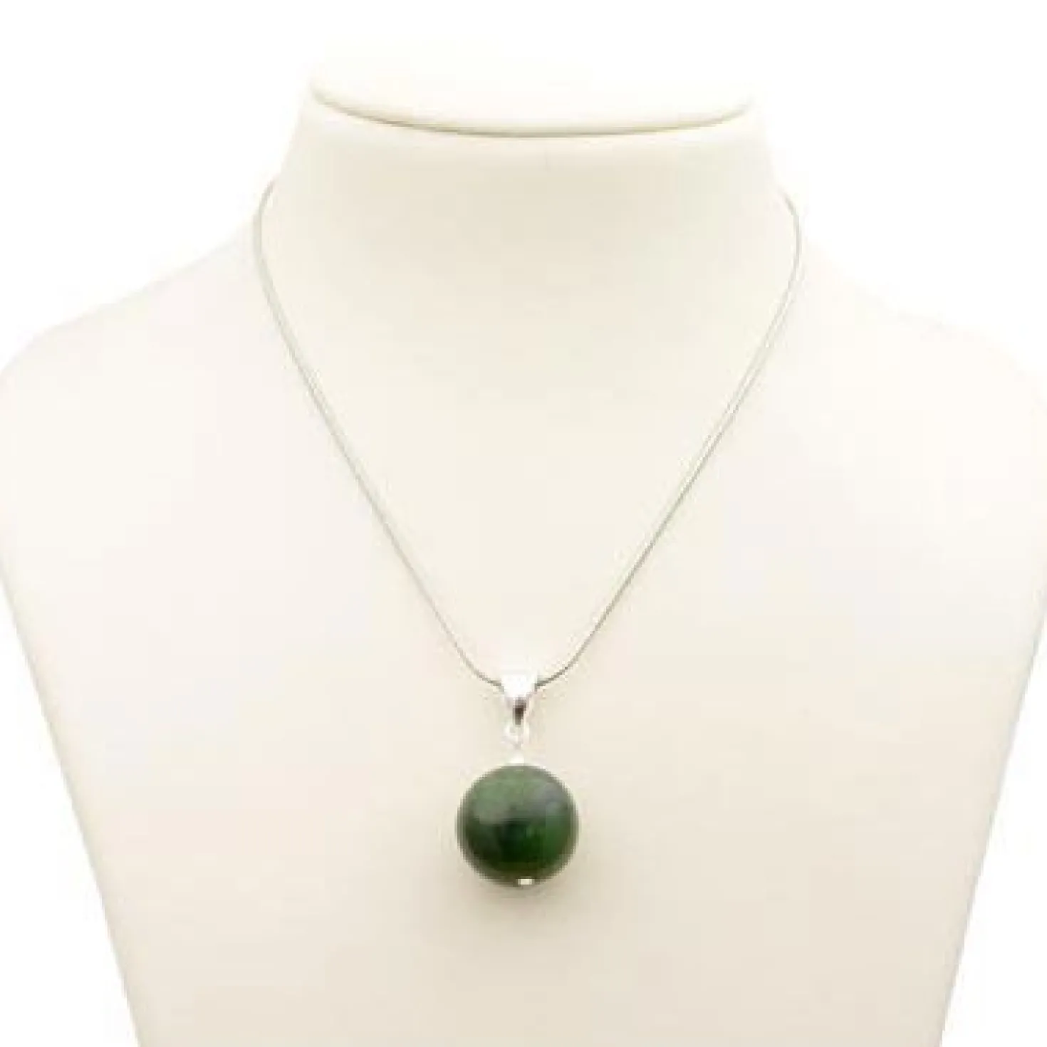 Anhänger kanadische Jade und 925 Silber, dunkelgrün, Jadeanhänger