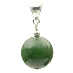 Anhänger kanadische Jade und 925 Silber, dunkelgrün, Jadeanhänger