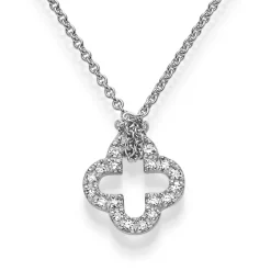 Anhänger Kleeblatt 10,5mm aus 585 Gold Weißgold 20 Brillanten 0.19ct TW-SI
