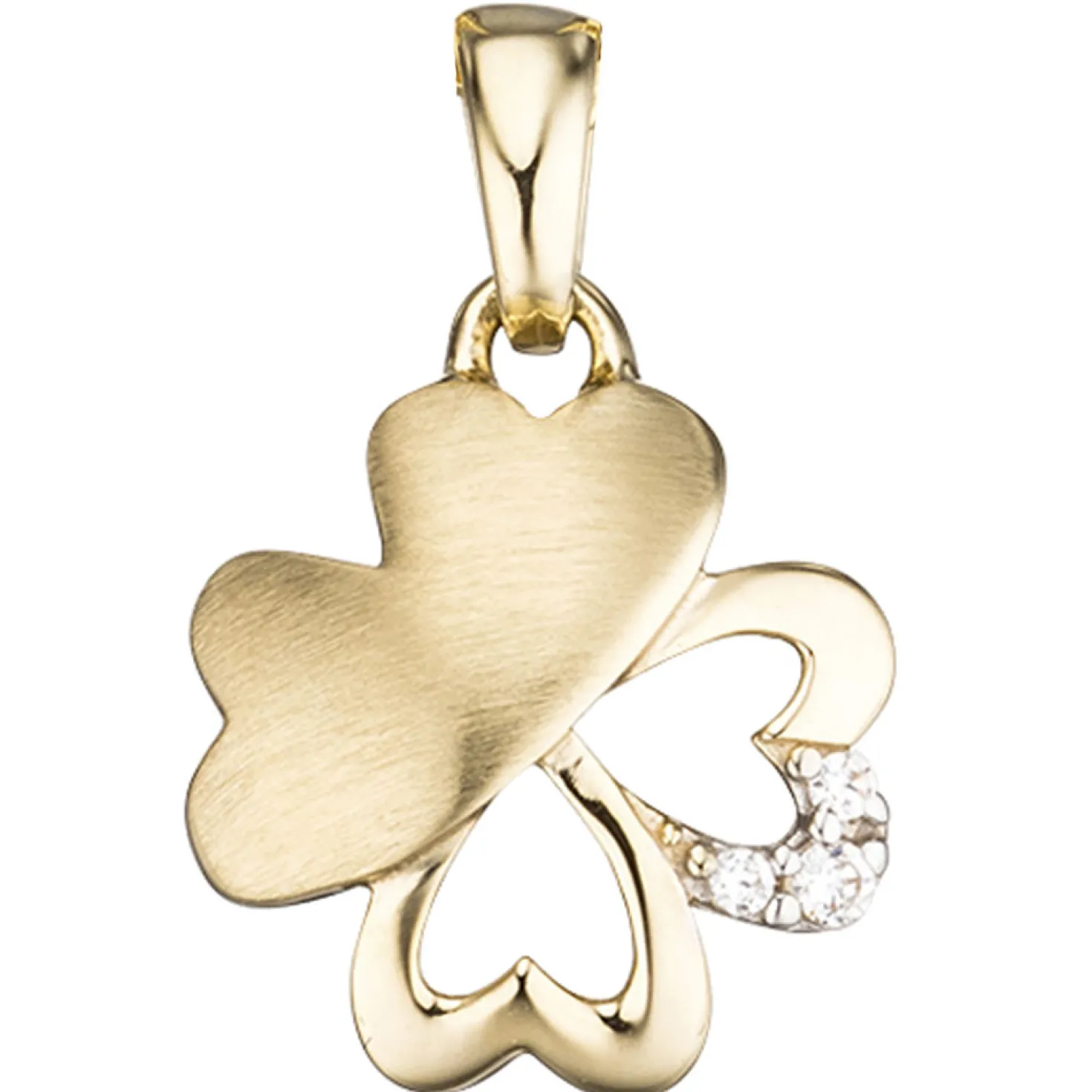 Anhänger Kleeblatt Schmetterling aus 333 Gold Gelbgold Zirkonia Damen