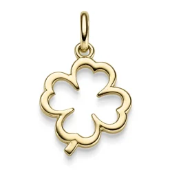 Anhänger Kleeblatt 15,5x25mm Silhouette 585 Gold Gelbgold schlciht glänzend